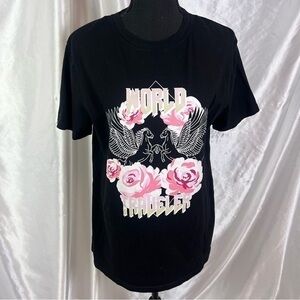 🖤Adika Black “World Traveller Tour 2021” Graphic Tee Shirt XS – Y2K Streetwear